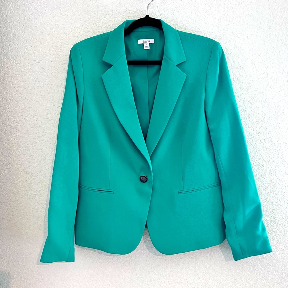 Bar III Teal Green Single-Button Blazer